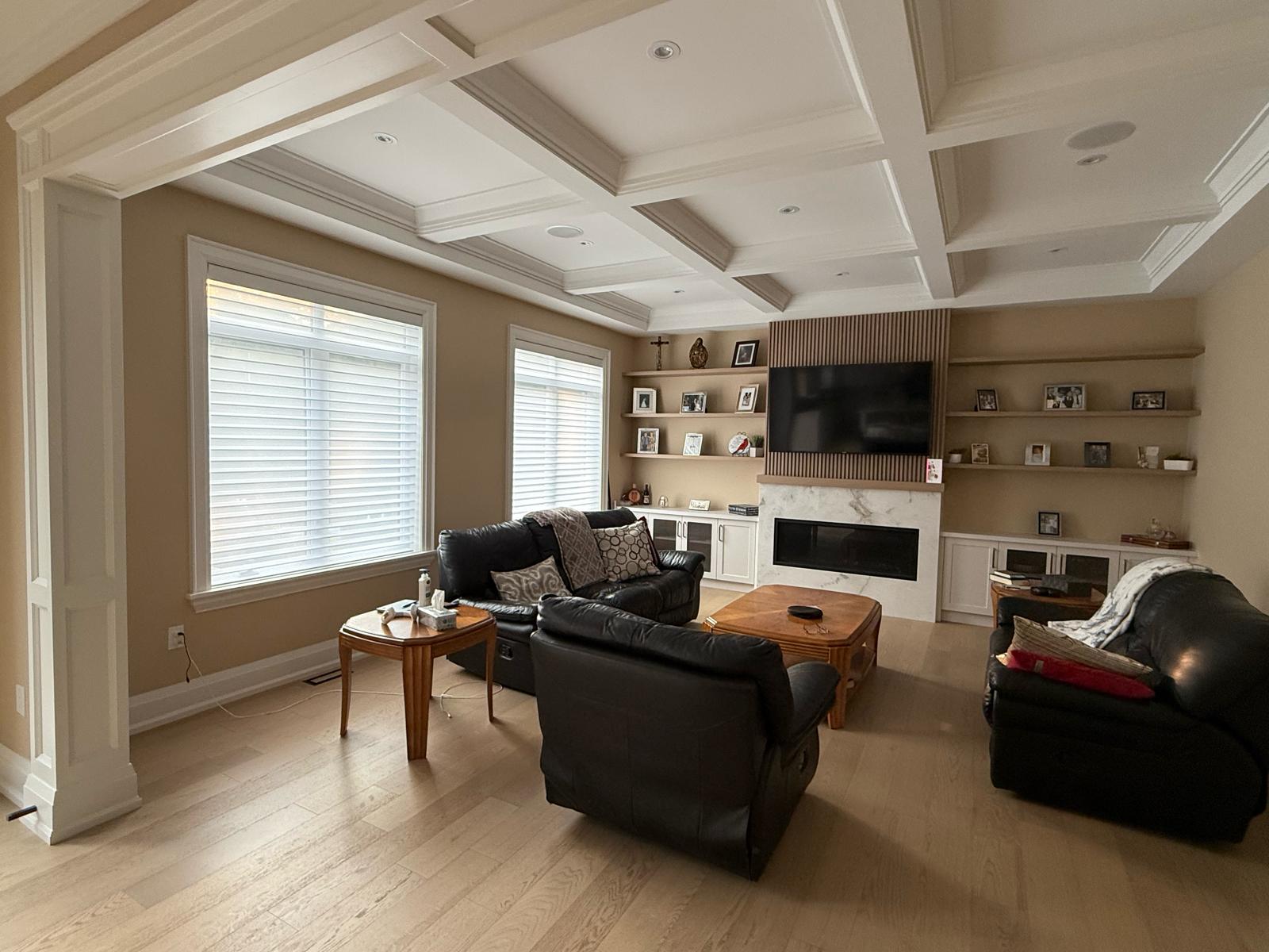 Motorized roller shades in a waterfront home in Orillia