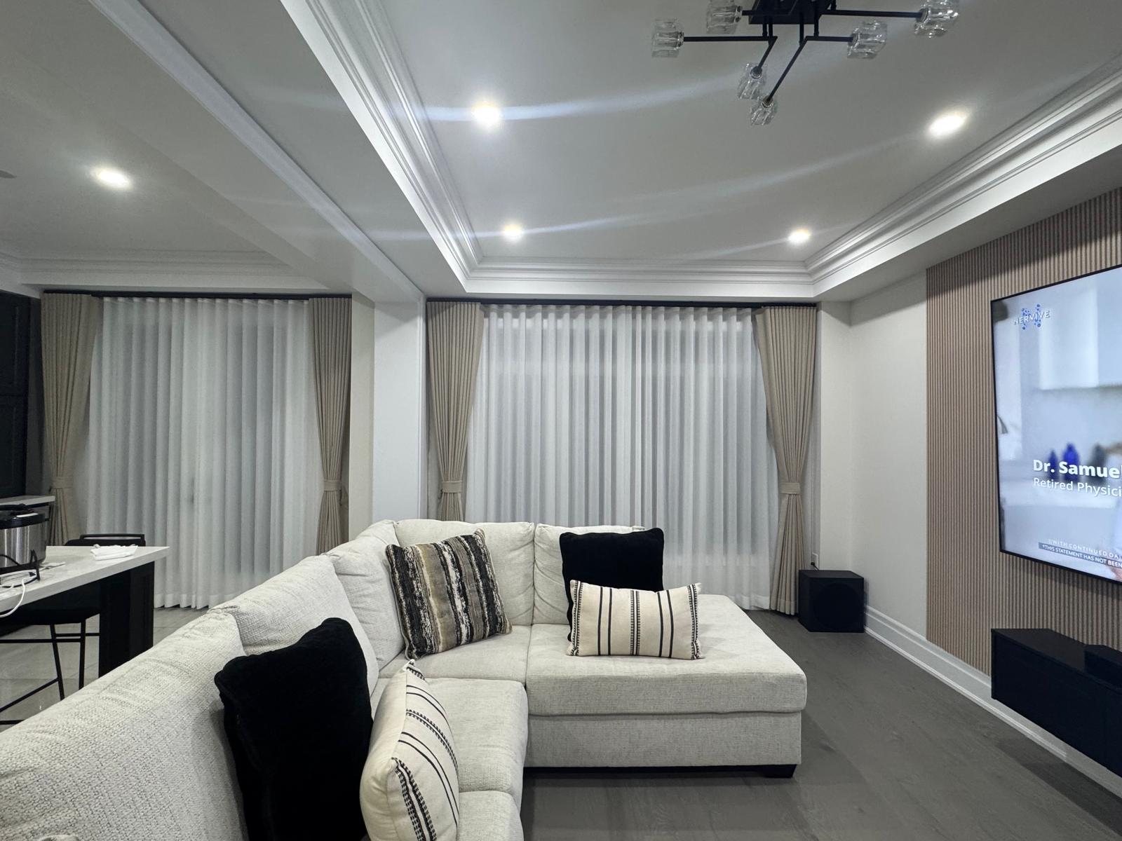 Cellular honeycomb shades in a lakefront home in Orillia
